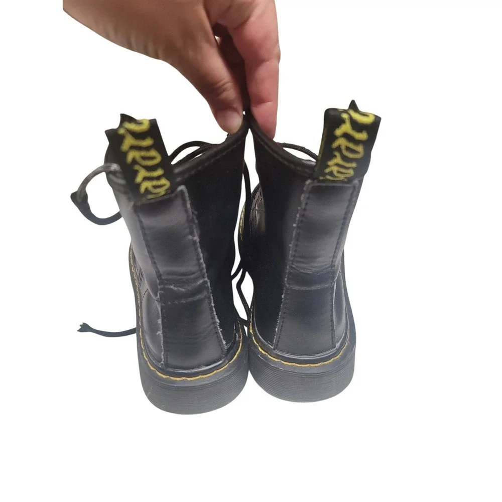 Dr Martens Kids Boots Black Leather‎ Lace Up Ankle Boots Shoes Like New
